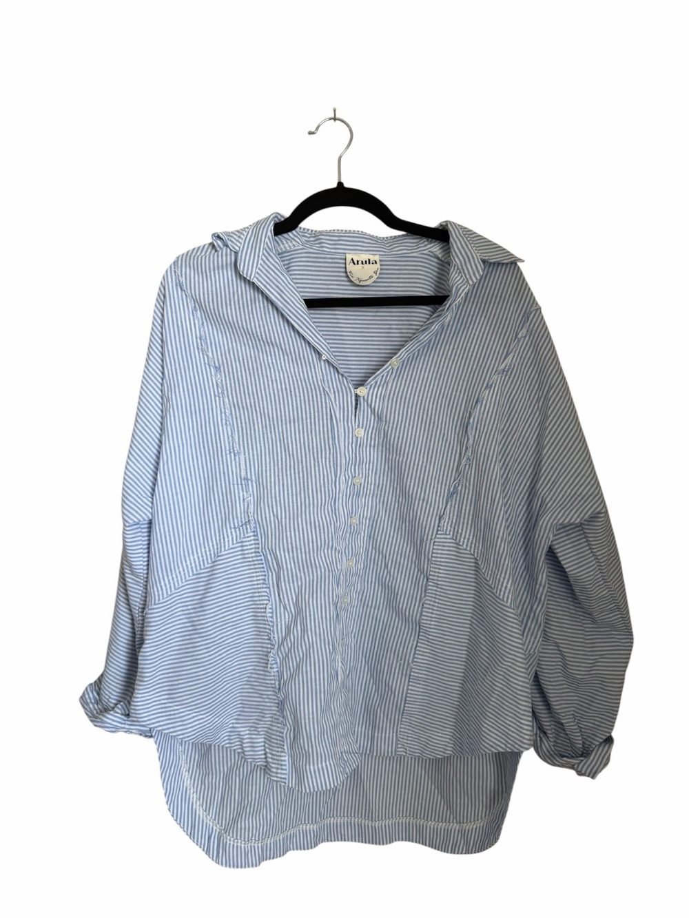 ARULA Light Blue & White Striped Women’s Button-Up Blouse